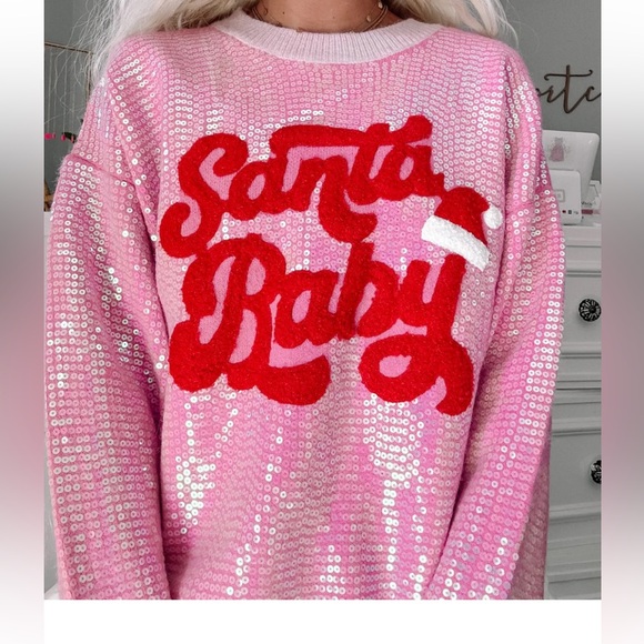 BiBi Sweaters - BIBI Santa Baby Sequin Sweater NEW XL